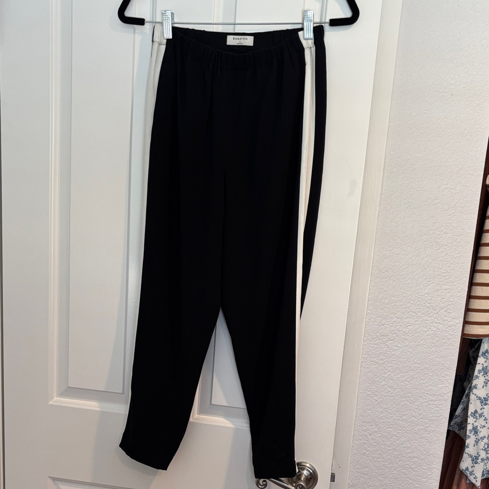 Babaton Black Track Pants with White Stripe